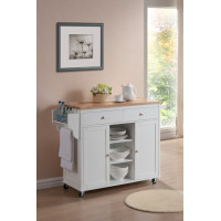 Baxton Studio RT210-OCC NEW Meryland White Modern Kitchen Island Cart